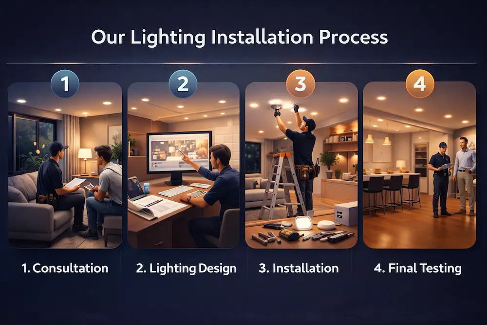 Recessed lighting installation in Charlotte showing a modern ceiling with clean indoor lighting.