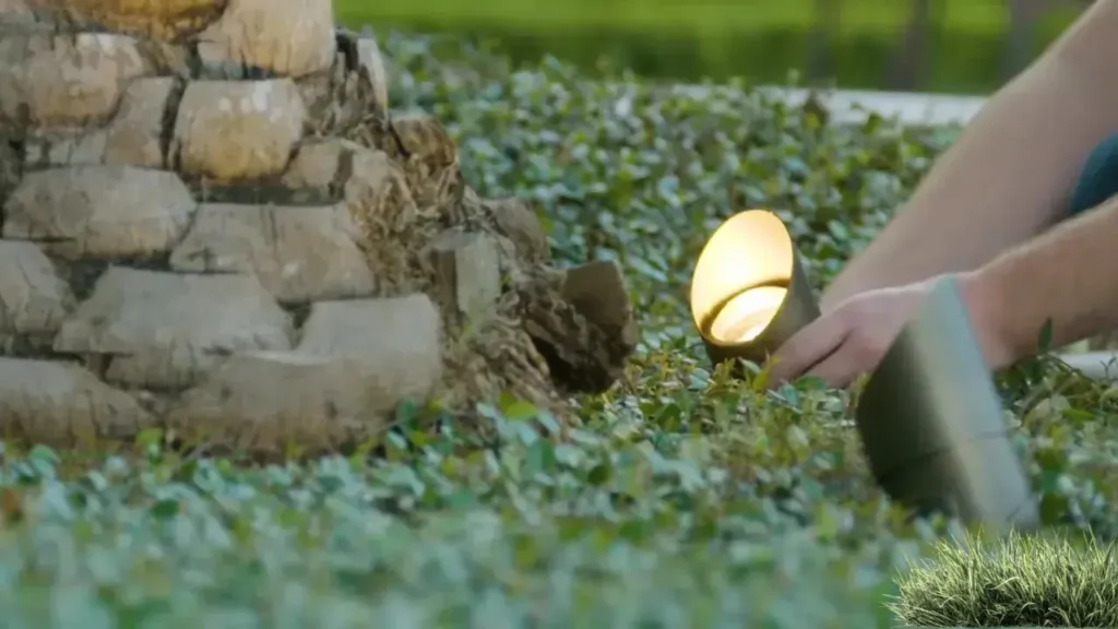 Outdoor lighting installation process in Charlotte NC showing planning, design, and professional setup