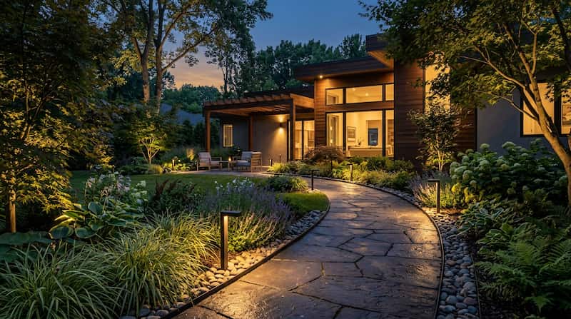 Services 5 Garden and pathway landscape lighting installed at a home in Charlotte