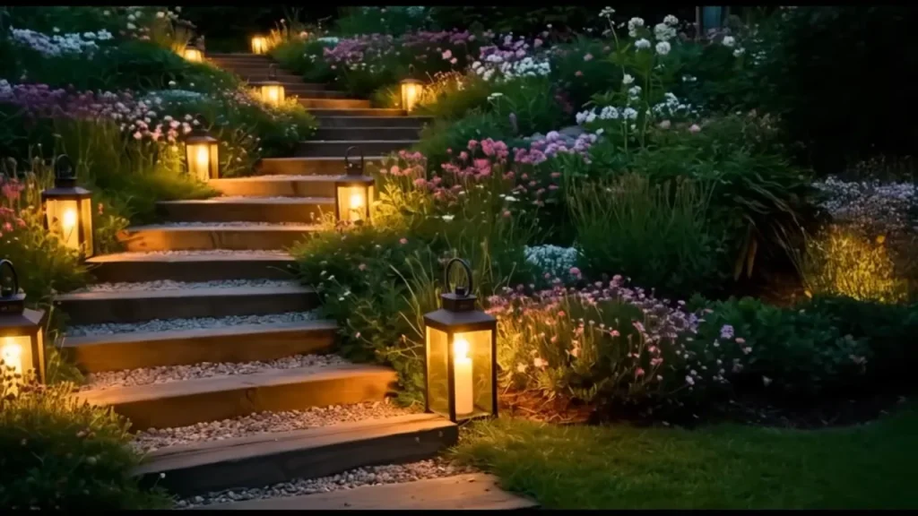 Charlotte landscape lighting ideas 1 Well-lit garden pathway at night with professional lighting highlighting walkways and landscaping